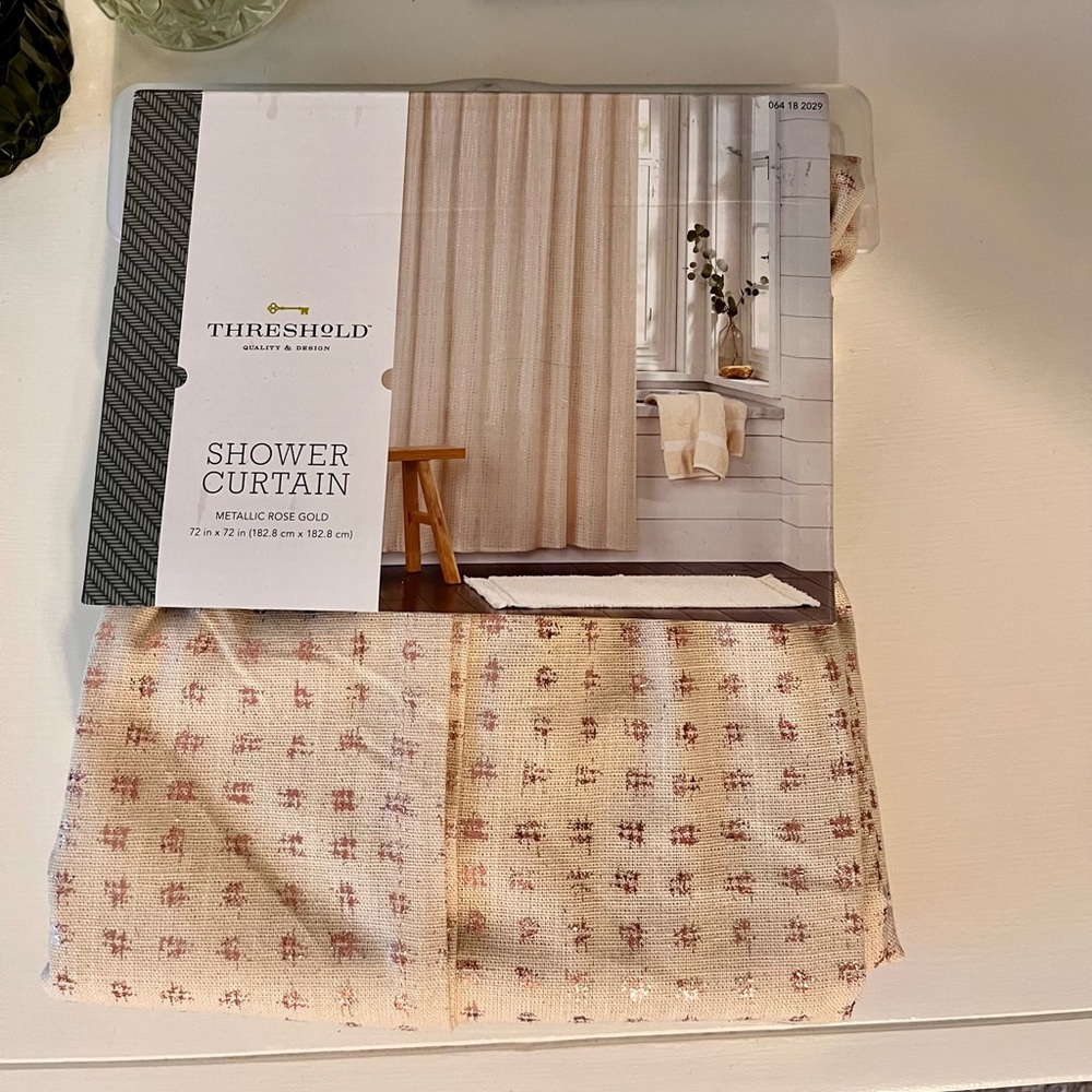 Threshold Metallic Rose Gold Shower Curtain Brand New